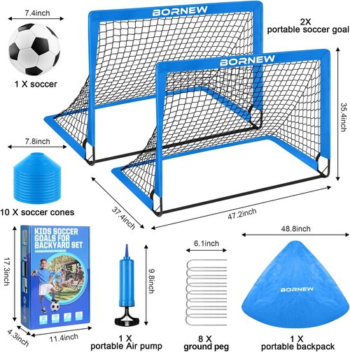 Kids Soccer Goal Set by [Brand Name] - Portable 6x4 & 4x3 ft Training Nets for Ages 3-16 | Perfect for Backyard Games