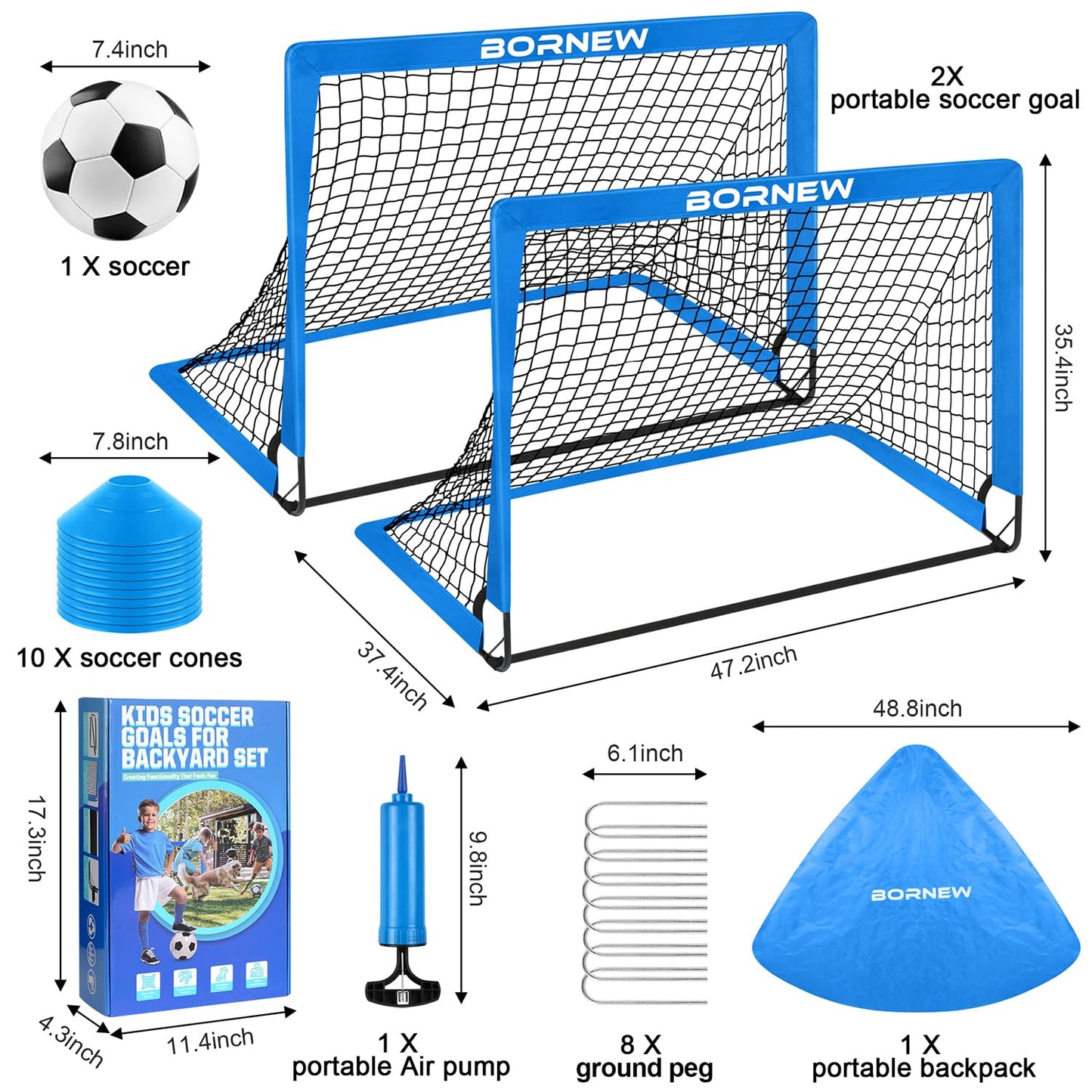 Kids Soccer Goal for Backyard Set - 2 Set of 4X3 ft Toddler Soccer Nets