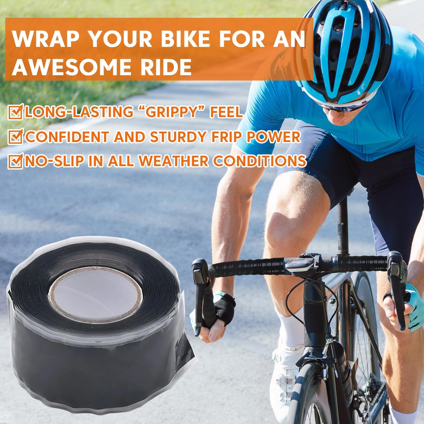 Antswish Grip Tape - Self Fusing Silicone Tape, 36FT Rubber Grip Wrap for Pull Up Bars, Handlebar Tape, Barbells, Dumbbells, Gym Equipment, Bike Handles, Tools
