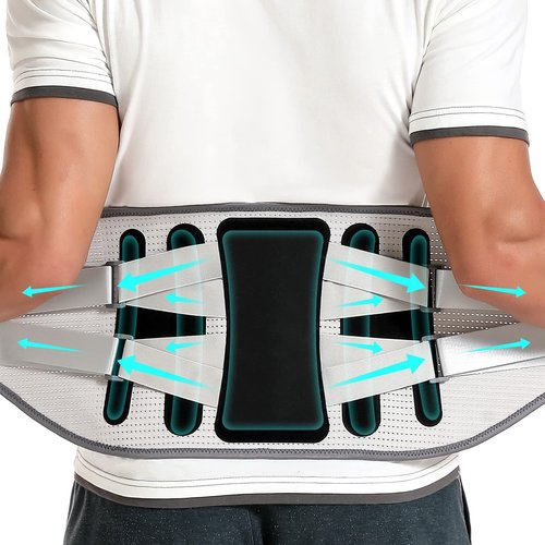 EGJoey Breathable Back Brace for Women & Men - Comfortable Lower Back Pain Relief & Posture Corrector Support Belt to Relieve Pain and Improve Posture（Gray,Medium）