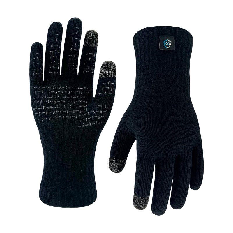 DexShell UltraFlex 2.0 Waterproof Knit Gloves, Lightweight Touchscreen Wet-Grip for Running, Hiking & Commuting – Spring & Fall, Black Unisex XL