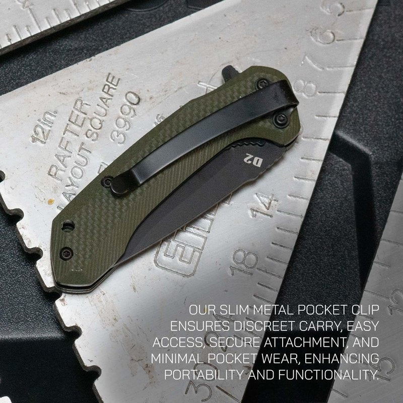 704 Gear Trailblazer EDC Folding Pocket Knife | 3.25" Blade, G10 Handle, Ambidextrous Thumb Stud, Reversible Pocket Clip | Black