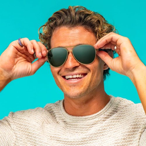 Goodr Buzzed On The Tower Polarized Aviator Sunglasses - Green Gradient Lens, UV400 Protection, Large Size