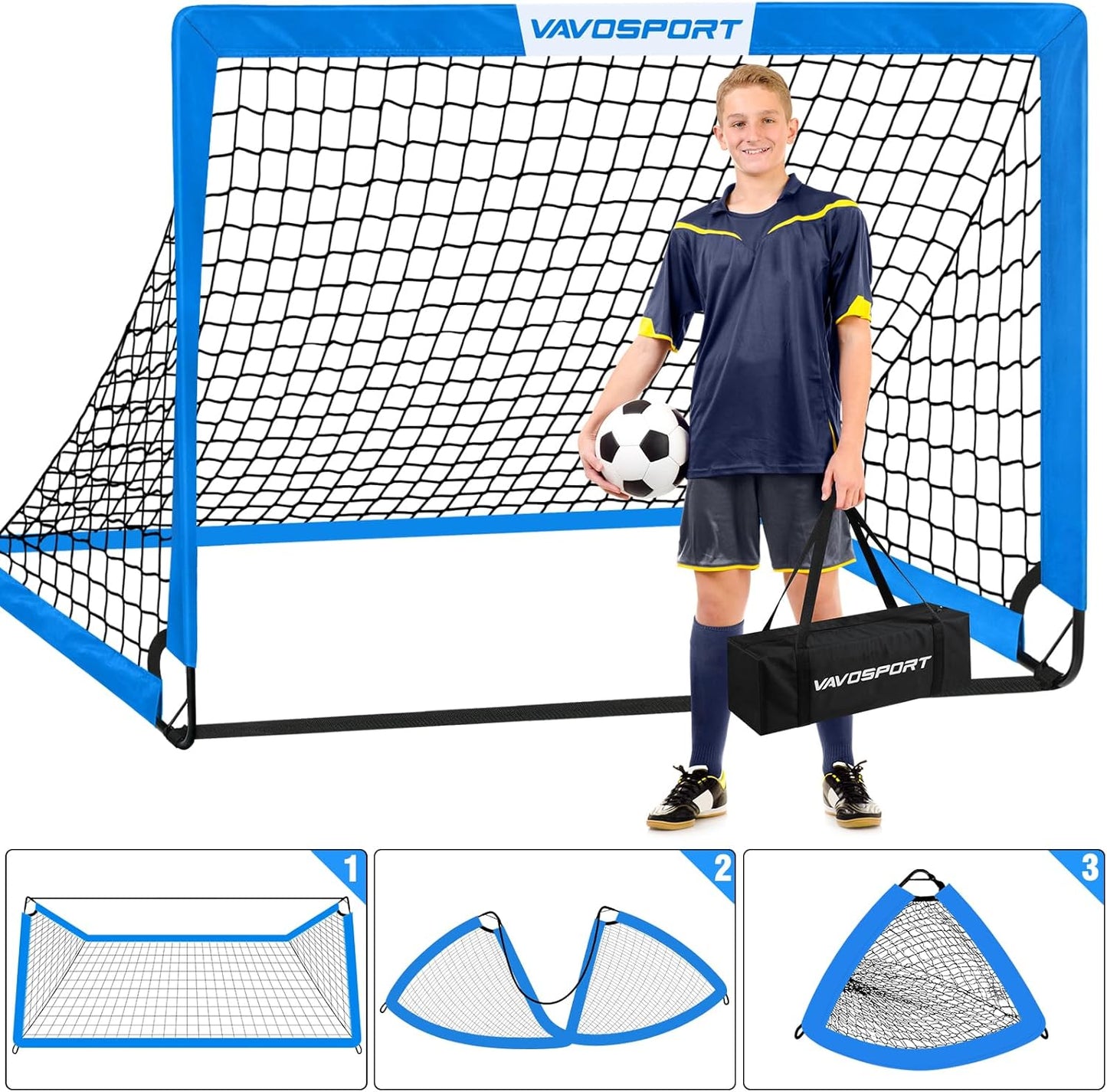 Skiennix Kids Soccer Goals - Portable 4' x 3' Training Equipment Set with Pop-Up Net & Ball