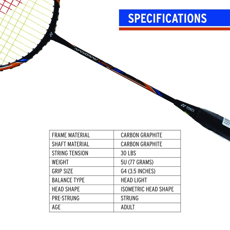 YONEX Nanoray Light 18i Graphite Badminton Racquet (Black)