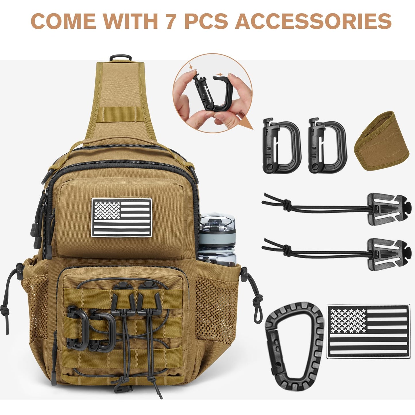 G4Free Tactical Sling Bag for Men Women, EDC Concealed Carry Bag (Khaki)