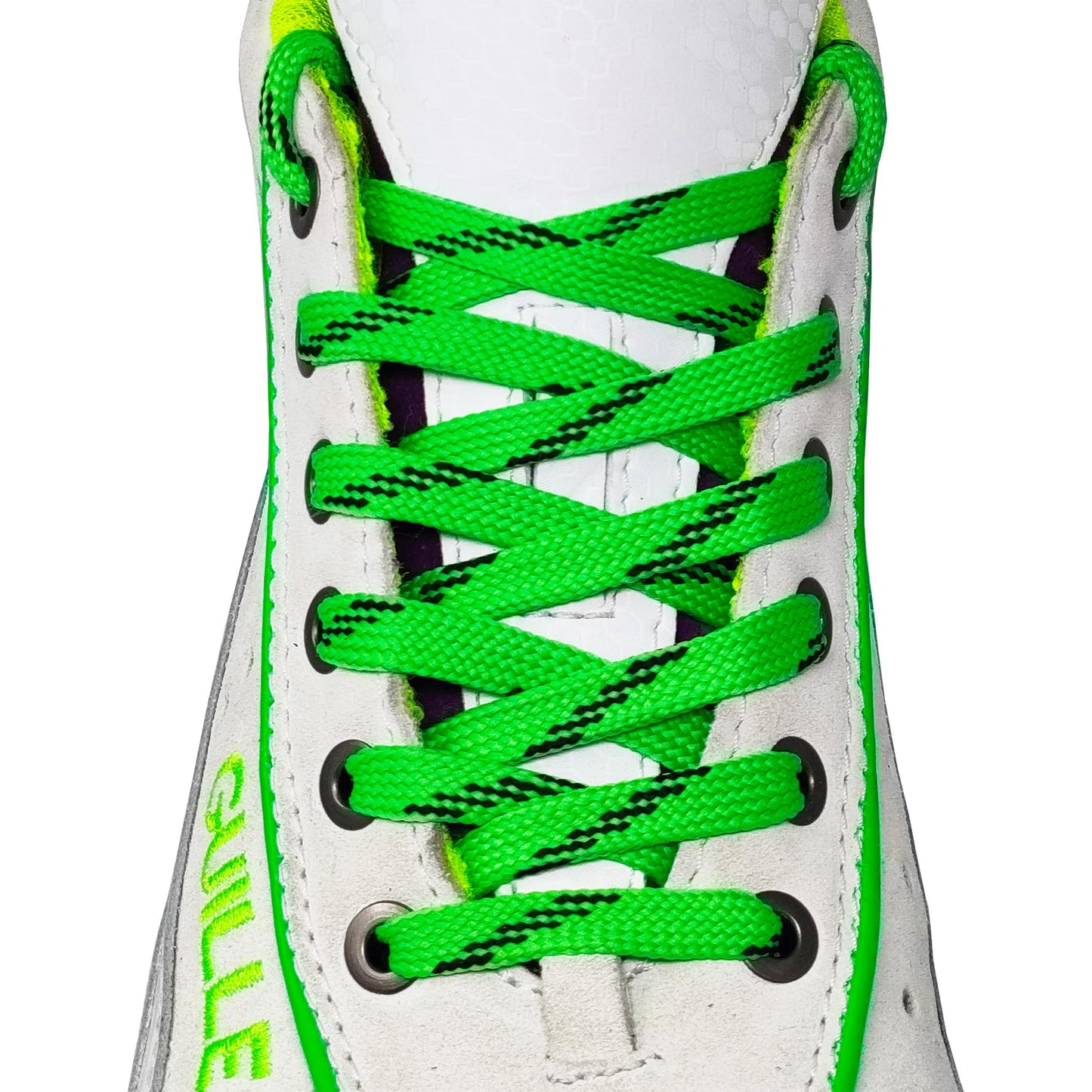 ETISPORT Pair of professional flat laces, for hockey, ice boots, line on wheels. Resistant. Length 3 m - 118in each. (Neon Yellow)