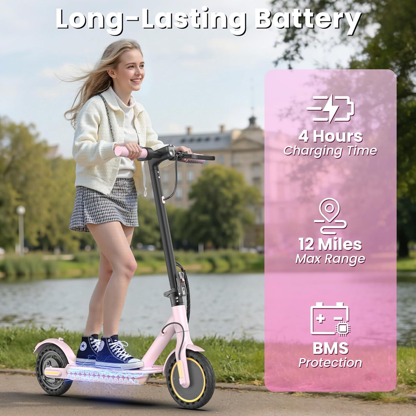 WERHY Foldable Kids Electric Scooter - 350W Motor, 12-16 Miles Range, 19 MPH Speed, Lightweight Design