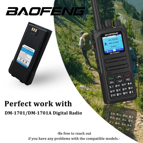 BAOFENG DM-1 Battery for DM1701 DMR Two Way Radio 2200mAh 7.4V Rechargeable 16.3Wh DM-1701 Walkie Talkie Accessories