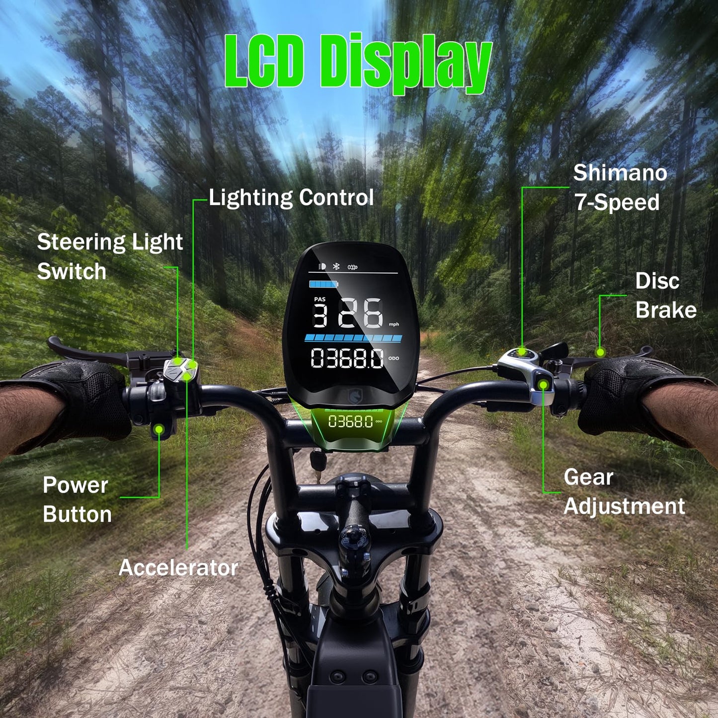TST Electric Bike for Adults 1500W Peak 20" Fat Tire All-Terrain E-Bike 60 Miles Electric Dirt Bike for Road Sand Mountain Snow - 48V 15AH Battery