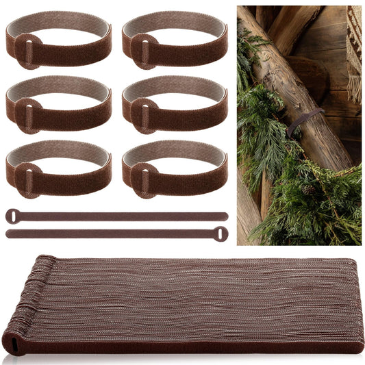 Vincreem 80 Pcs 12 Inch Christmas Garland Ties Brown Adjustable Holiday Banister Ties Reusable Fastener Strap Nylon Garden Plant Cable Strap Christmas Tree Wreath Hook Loop Organizer for Home Office