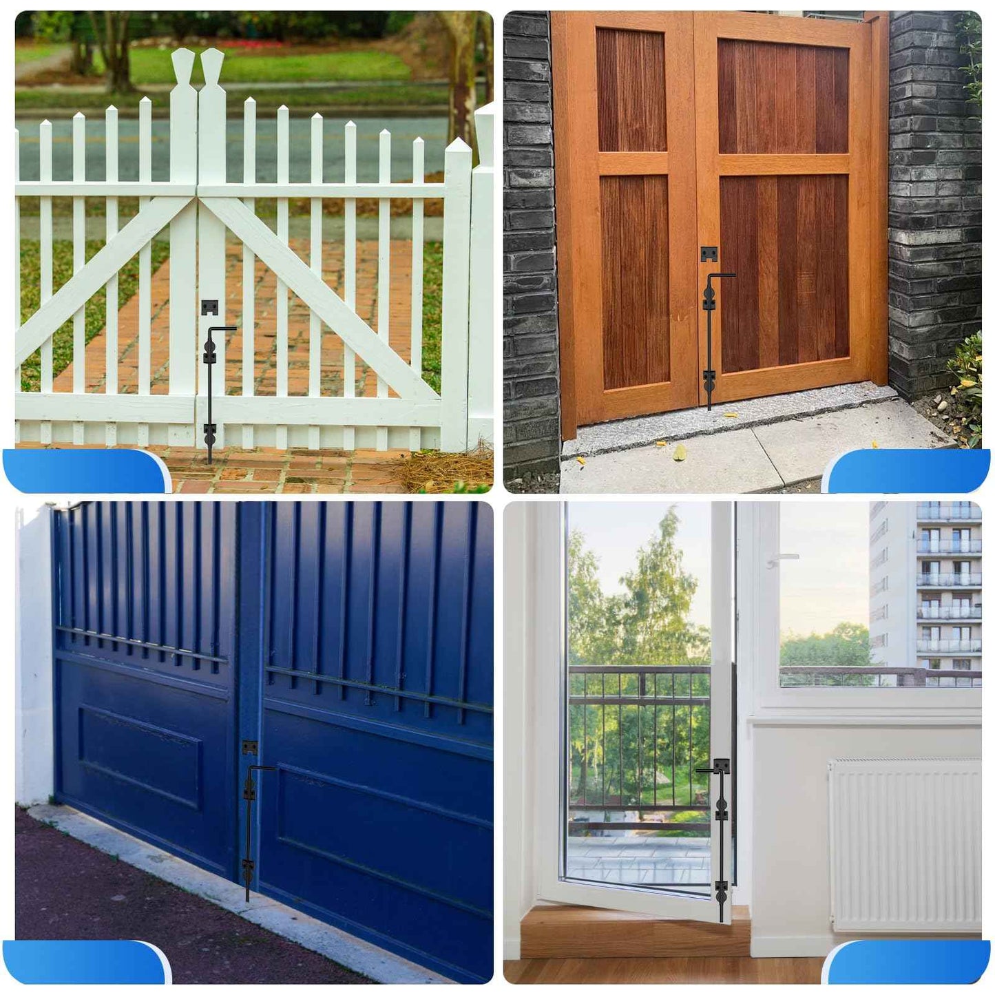 AHYYN 24" Cane Bolt Heavy-Duty Drop Rod for Gate, Heavy Duty Gate Latch for Wooden Fence Metal Gates, Vinyl Fence Gate Land Latch, Floor Latch for Fixing Door to The Ground, Black Coating, 1 Pack