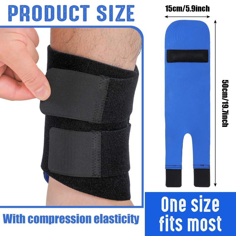Threlaco 2 Pcs Shin Splint Compression Wrap Adjustable Shin Splints Brace Athletics Compression Sleeve Calf Brace for Men Women Tibial Stress Syndrome Running(Black)