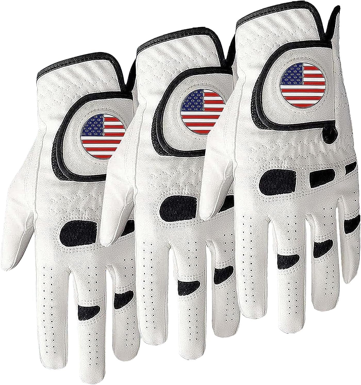 **Amy Sport Golf Gloves - Soft Leather Grip for Left/Right-Handed Golfers | 3-Pack Sizes S-3XL**