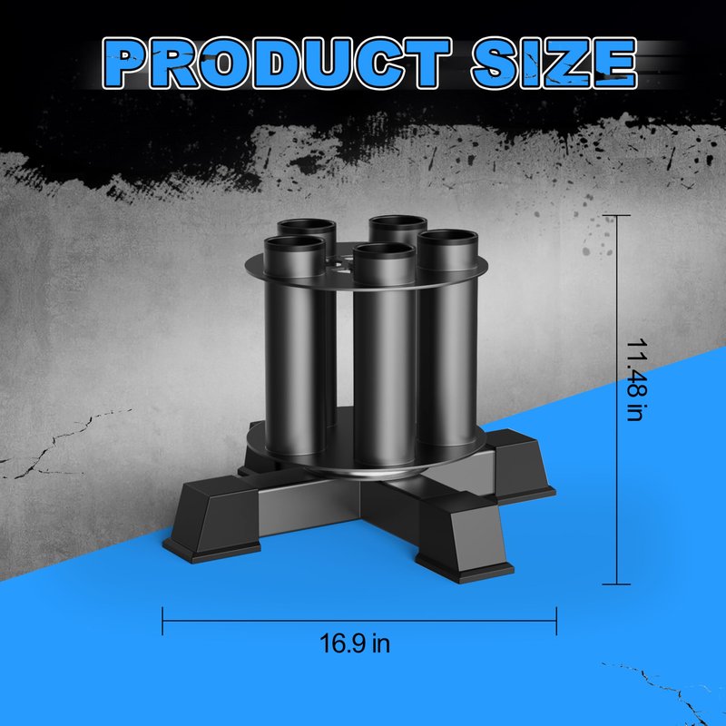 EVERYMATE Vertical Barbell Holder : Rotatable Barbell Holder Floor Stand, Heavy Duty Barbell Rack Stand Fit 2-Inch Olympic Bars, Curl Bars, Triceps Bars Home Gym Organizer Barbell Storage
