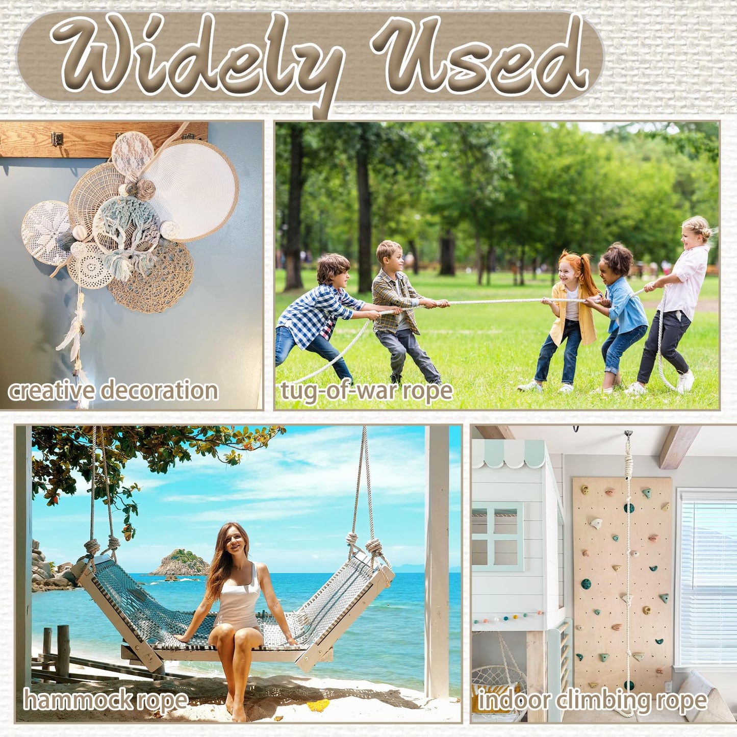 Natural White Cotton Rope 4/5 inch x 10 ft,Tug of War Rope,Twisted Cotton Ropes for DIY Crafts Decoration,Swing,Tug of War,Pet Toys