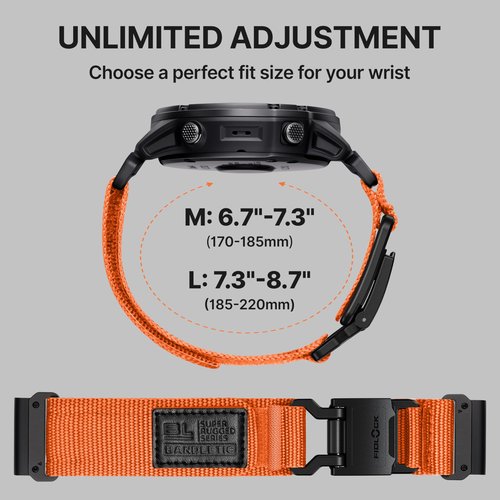 Bandletic Nylon Compatible with Garmin Fenix 7X Pro Band - 26mm Quick Fit Sport Band with Magnetic Fidlock Buckle for Fenix 8 51mm/7X/6X/6X Pro/5X/5X Plus/3 HR/Tactix/Enduro/Instinct 2X/Quatix 3 6X 7X