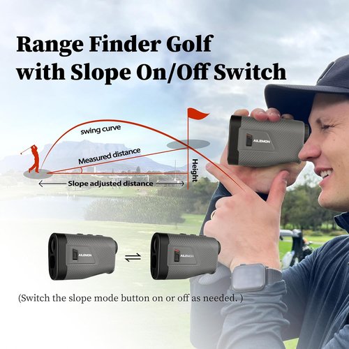 AILEMON Golf Rangefinder - 900 Yards Range with Slope Switch & 6X Magnification | Black/Gray