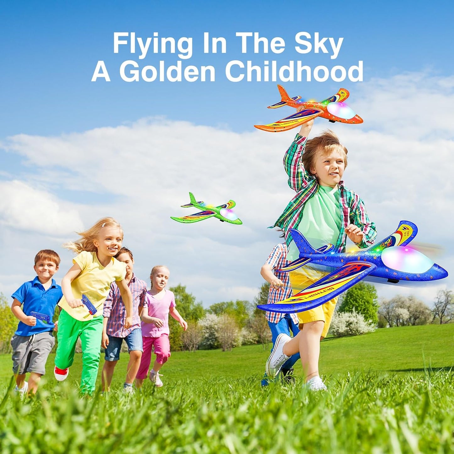 Wesfuner Foam Airplane Launcher Toys - 3 Pack Glider Planes with 2 Flight Modes | Perfect Outdoor Gift for Kids Ages 3-12