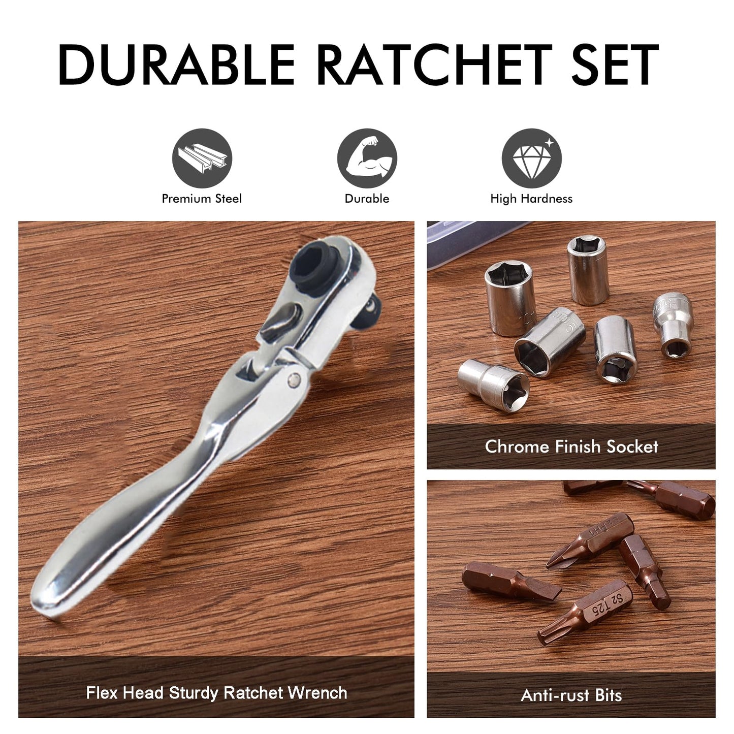 COTOUXKER Mini ratchet screwdriver Set, Right Angle Screwdriver set with 1/4 Mini Flex Ratchet Wrench and Bits Sockets for Tight Spaces(Ratchet wrench with bits and socket)