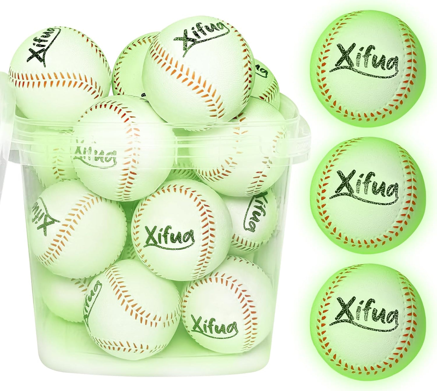 Skiennix Glow-in-the-Dark Foam Baseballs - 17-Pack Light-Up T-Ball Set for Kids Ages 3-10