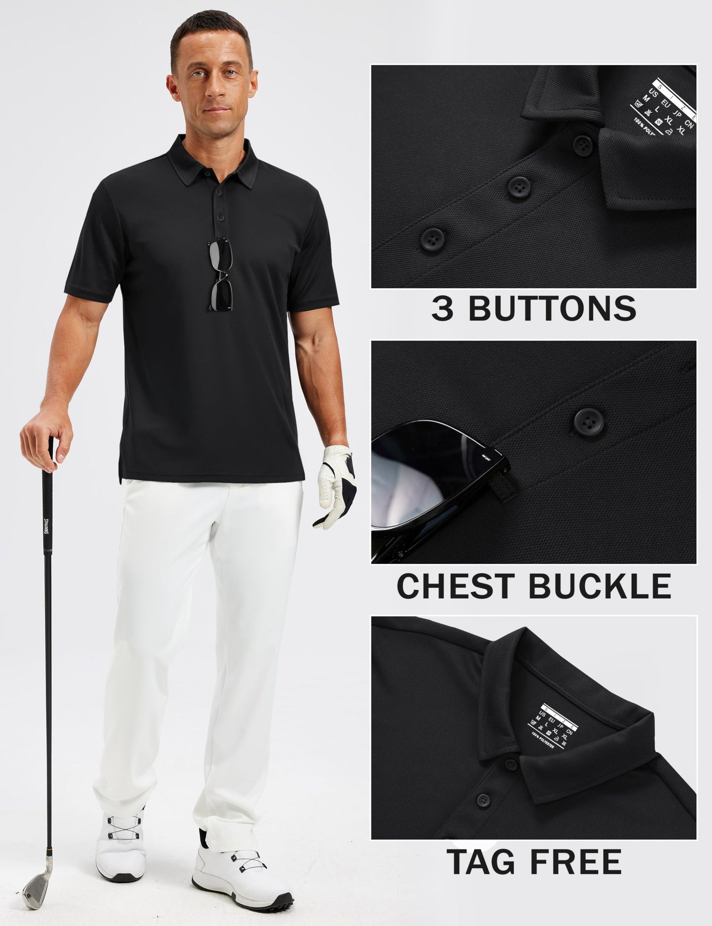 TACVASEN Men's Golf Polo Short Sleeve Dry Fit Performance Collar Shirt