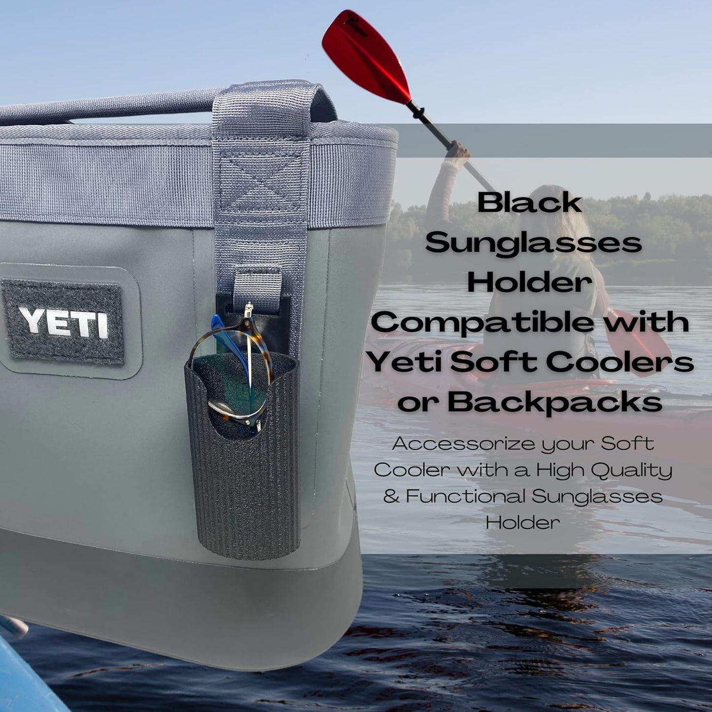 Yeti Sunglasses Holder Attachment - Securely Store Sunglasses on Soft Coolers & Backpacks - Made in USA