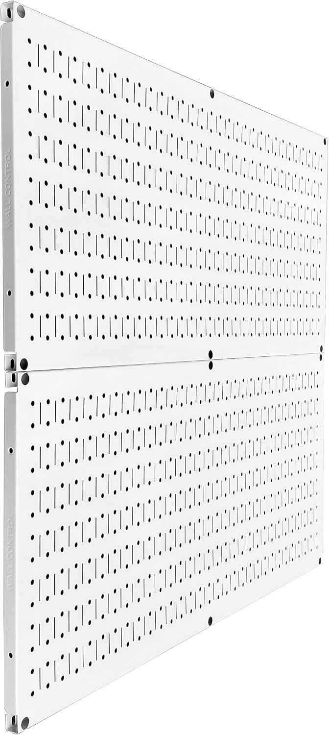 Galvanized Steel Pegboard Rack - 2 Pack 32” x 16” Metallic Tool Storage Panels