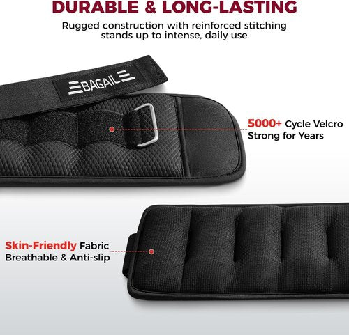 BAGAIL Weighted Vest 10 lb - Adjustable Black Design + Ankle & Wrist Weights 4 lb Set