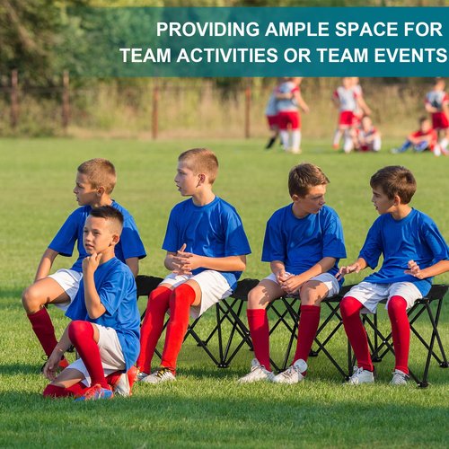 GlikCeil Folding Soccer Team Bench Seat Portable Sports Team Bench Unfolded Sideline Chair Playing Field Bleachers for Football Outdoor Sports Events with Storage Bag, No Assembly(Black,6 Seats)