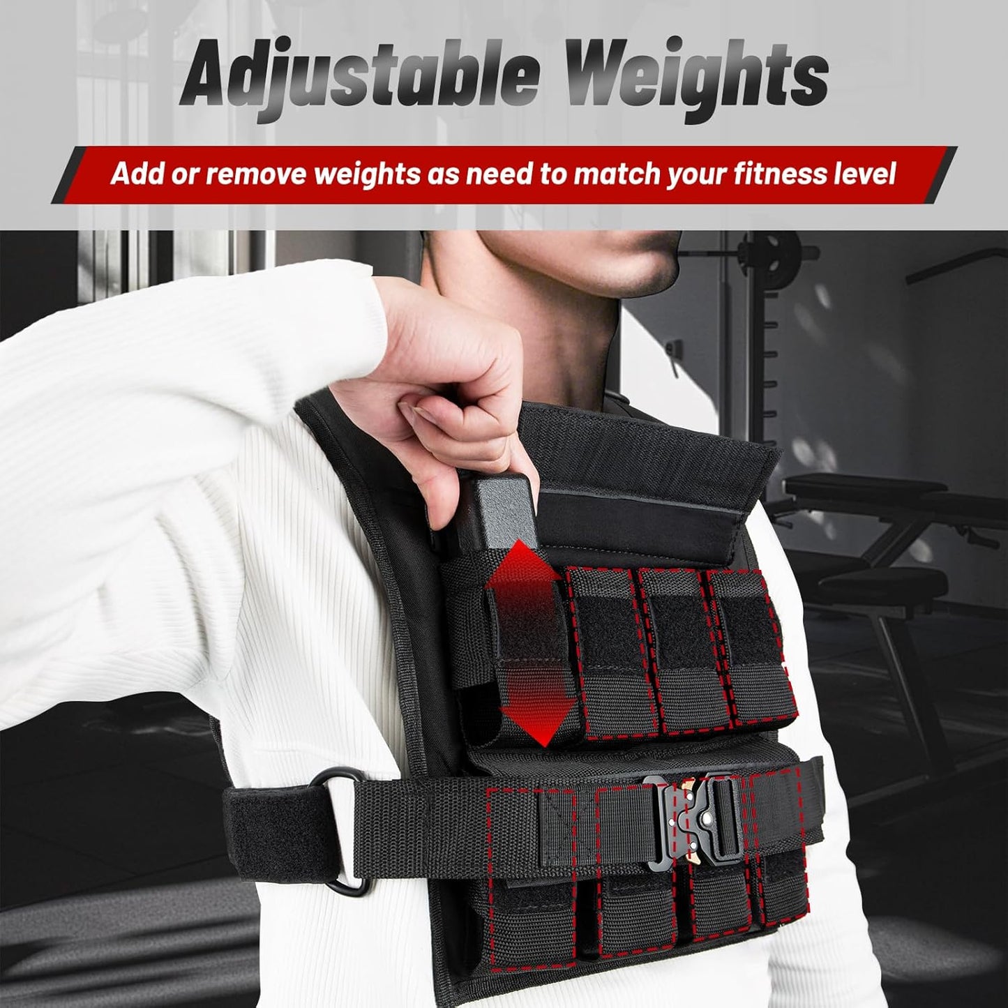 Skiennix Weighted Vest - Adjustable 26lbs to 45lbs | Heavy-Duty Workout Vest for Strength Training & Running
