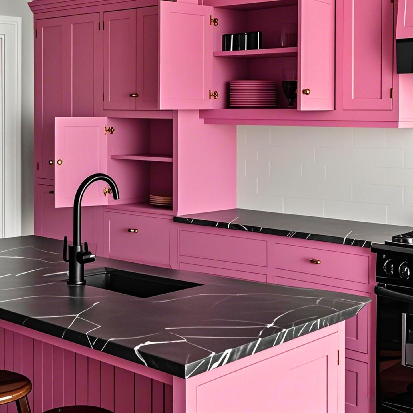 Ismoon 17.7inx118in Pink Wallpaper Peel and Stick Wallpaper Pink Contact Paper Waterproof Removable Self-Adhesive Renter Friendly Bathroom for Cabinets Decor Vinyl