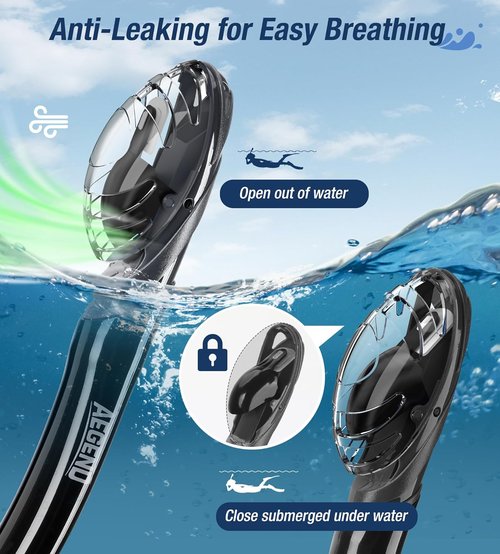 Aegend Diving Dry Snorkel - Top Dry Valve Snorkeling Gear for Adults & Youth | Ideal for Freediving & Scuba Diving