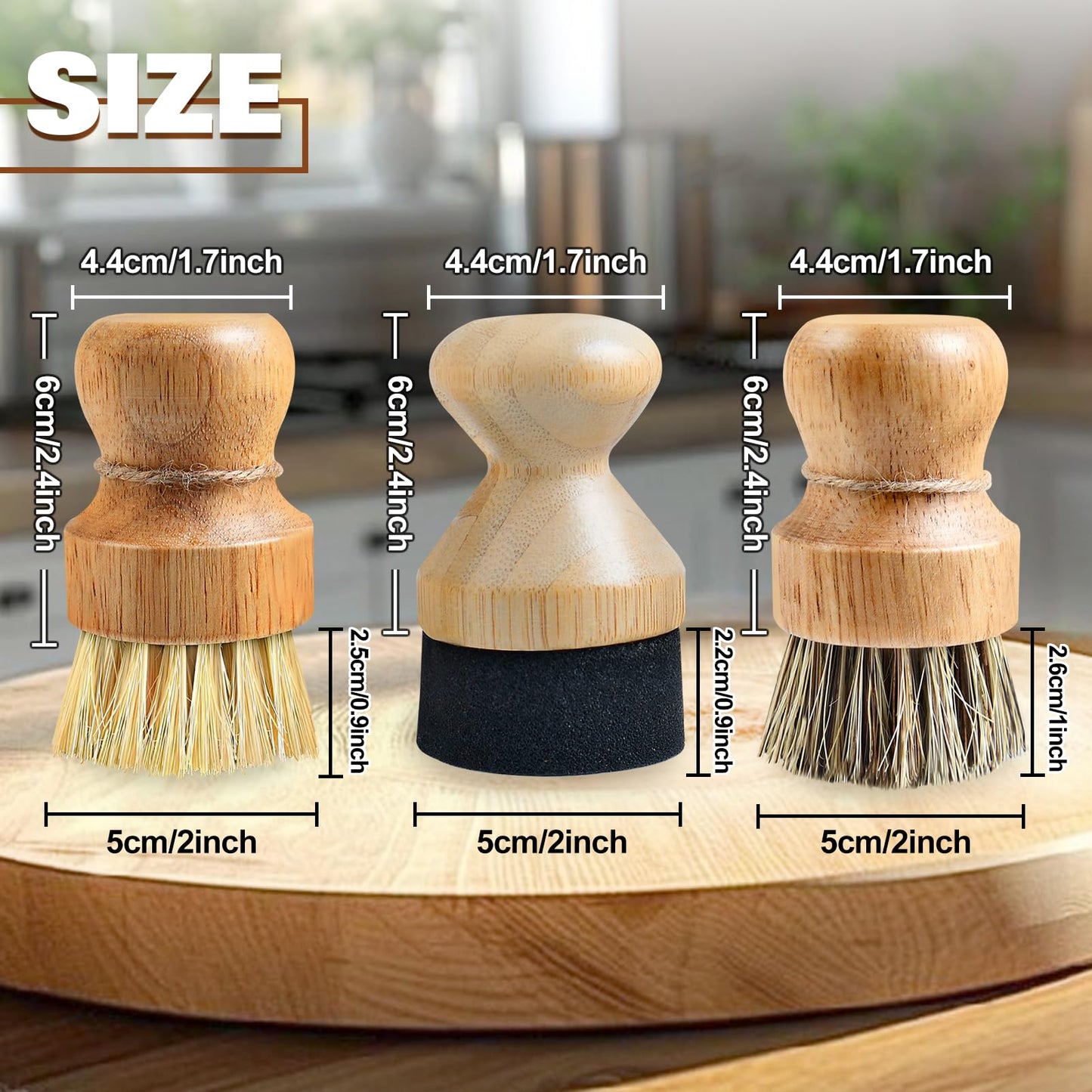 LEONTOOL 3 Pcs Cutting Board Oil Wax Applicator and Scrub Brush Set Natural Bamboo Wood Applicator for Mineral Oil Boards, Wooden Butcher Blocks, Spatulas, Spoons, Wooden Worktops, Utensil Care
