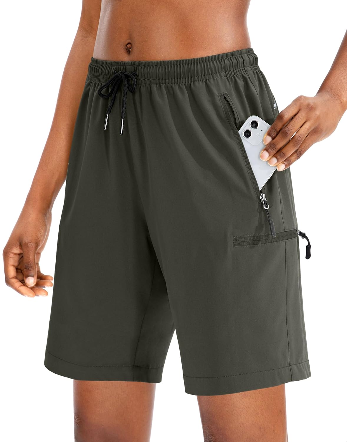 SANTINY Women's Quick-Dry Hiking Cargo Shorts - Lightweight Athletic Summer Shorts with Zipper Pockets