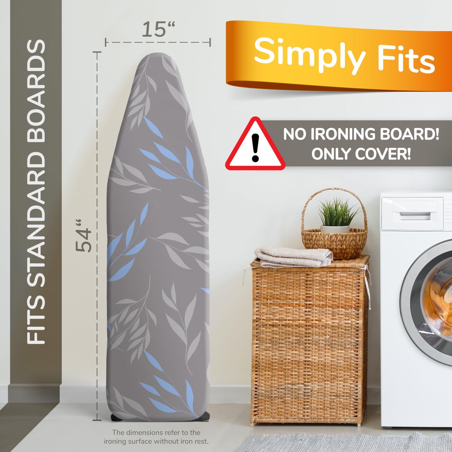 Super Soft Ironing Board Cover and Pad – 50% Faster Ironing with Heat Reflection Technology, Thick Natural Cotton, Heavy-Duty & Scorch Resistant – Made in Germany – 15x54 Standard Size