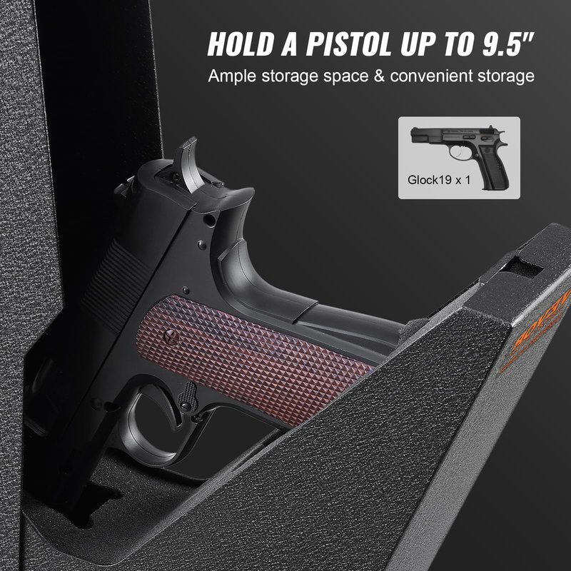 VEVOR Gun Safe for Pistols, Biometric Gun Safe with Three Quick Access Ways of Fingerprints, Passwords and Keys, Handgun Safe for 1 Pistol for Home, Bedside, Nightstand, Wall