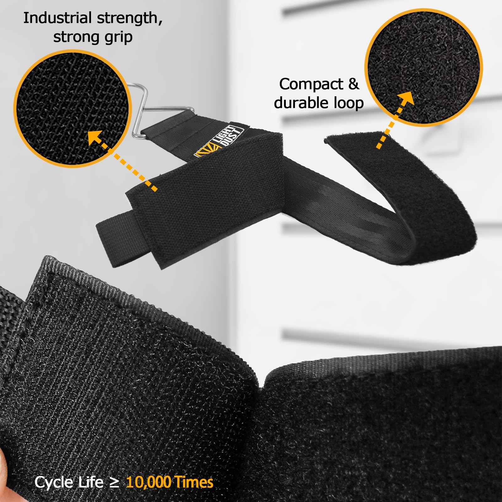 Hanging Extension Cord Holder - Storage Wrap Straps with Metal Hooks 10Pack 15" 22" Heavy Duty Garage Organizer Tool Hangers - Garden Hose Power Electrical Cable Rope RV Shed Camping Organization