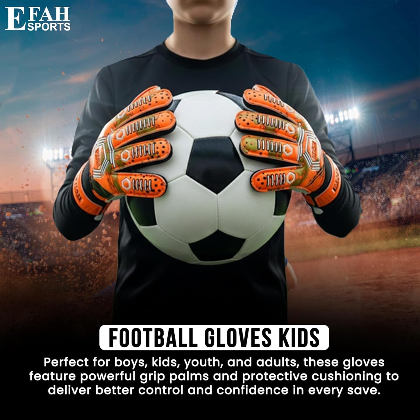 Skiennix Soccer Goalkeeper Gloves - Strong Grip for Kids & Youth | Durable Goalie Gloves