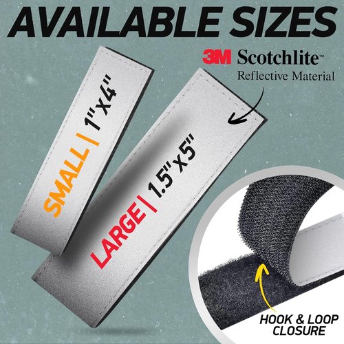 3M Scotchlite Reflective Backpack Bands - Durable Hook-and-Loop Closure | 2-Pack (Silver) | 1x4 & 1.5x5 in