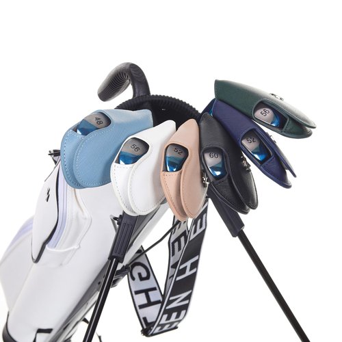 Golf Iron Covers Saffiano Leather Magnetic Club Headcover Black 1pc