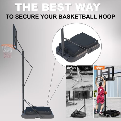 **Basketball Hoop Sandbag - Heavy Duty Waterproof & Dustproof Anchor | Holds 320+ lbs, 36.6" D x 23.6" W x 5.9" H (Black)**
