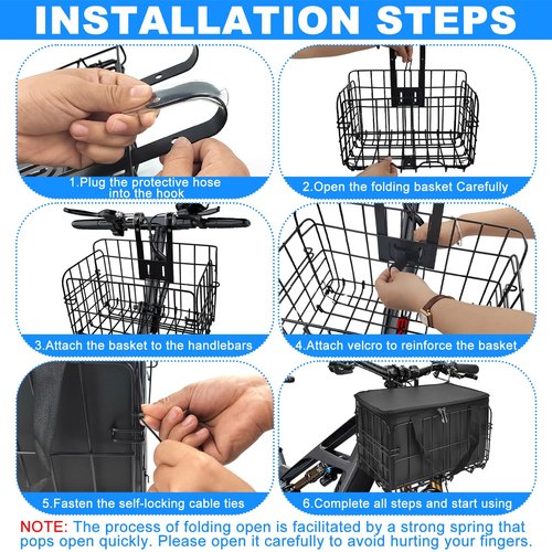 Bike Basket Front, Folding Bicycle Basket with Removable Liner Bag, Large Quick Release Design Bicycle Frame Basket Removable Front Bag/Rear Hanging Cargo Rack, Carrying Pets, Fruit & Grocery