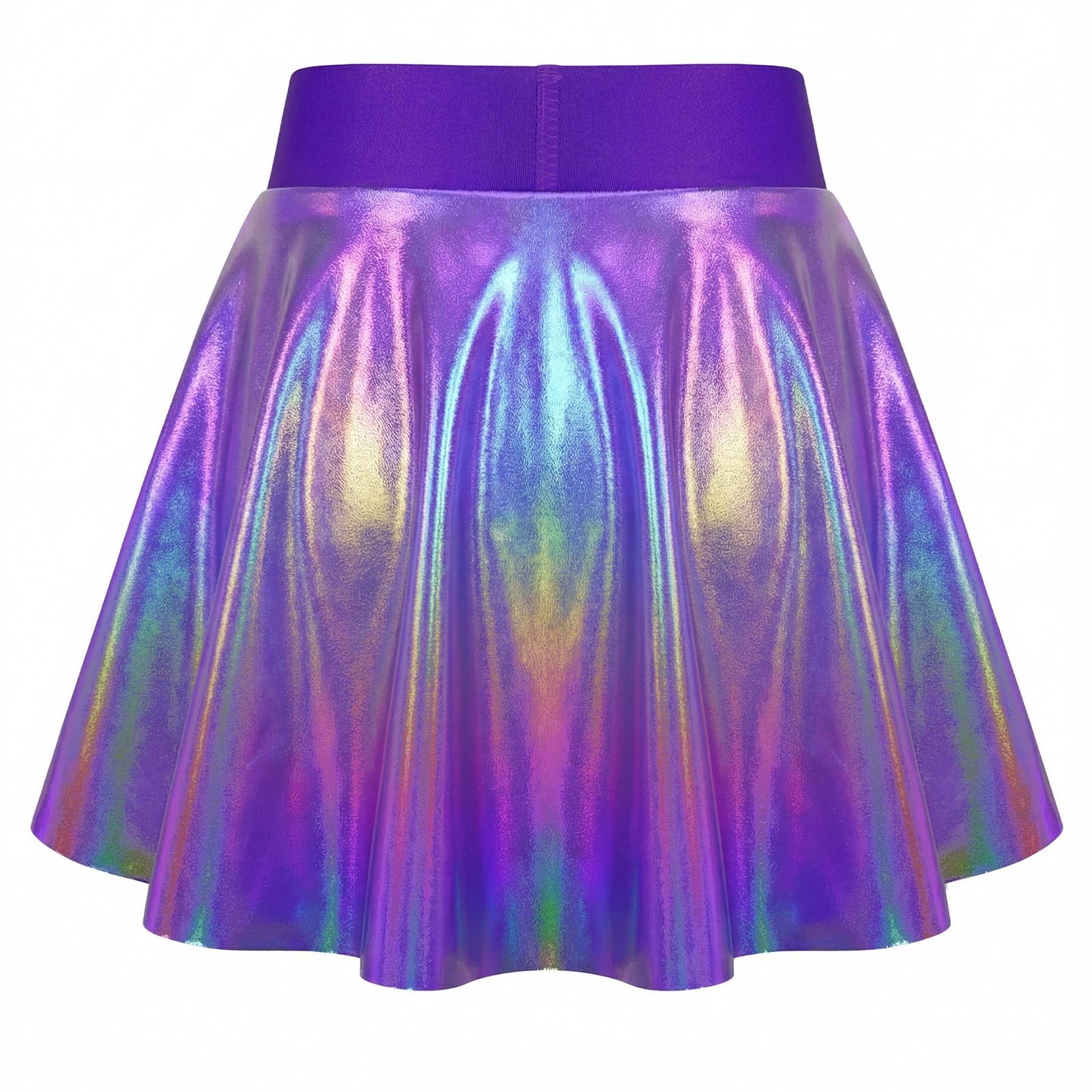 Girls Metallic Skort Size 4t 5t Sparkly Purple Cute A-Line Holographic Skirts for Kids Gymnastics Birthday