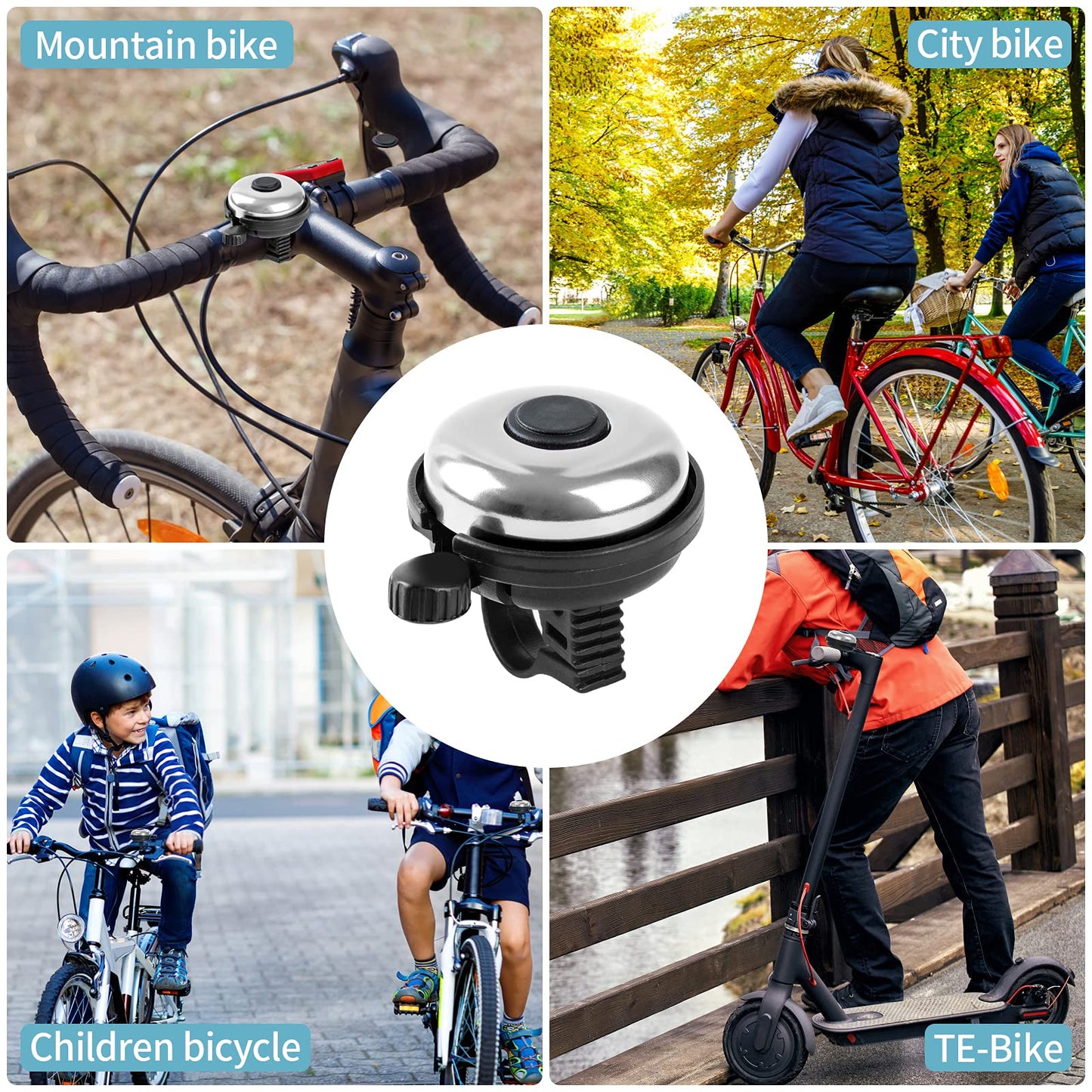 Xthuge Classic Bike Bell, Aluminum Bicycle Bell, Loud Crisp Clear Sound Bicycle Bike Bell for Adults Kids(Silver, Silver-Left Hand Use-2 Pack)