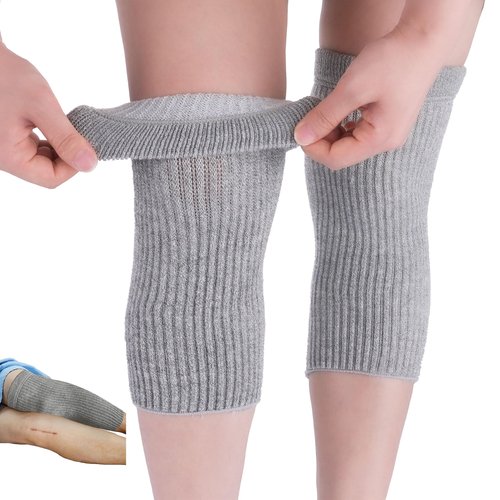 SENIOR ICARE Elastic Cotton Knee Warmers, Knee Sleeves for Men and Women - Circulation Support and Joint Pain Relief, Arthritis Aid, One Pair, Made in Japan