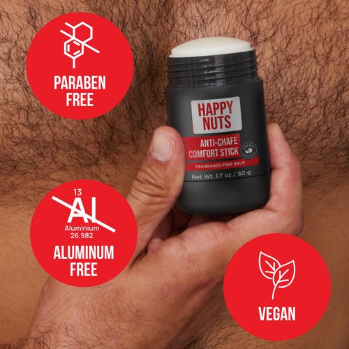 HAPPY NUTS Anti-Chafe Comfort Stick for Men: Friction Defense & Chafing Prevention for Active Lifestyles, Perfect for Runners, Cyclists, & Active Men (2 Pack)
