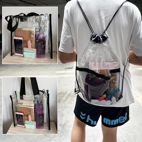 Clear Drawstring Bags by [Brand Name] - Stadium Approved Transparent Tote Bags for Events | 2-Pack