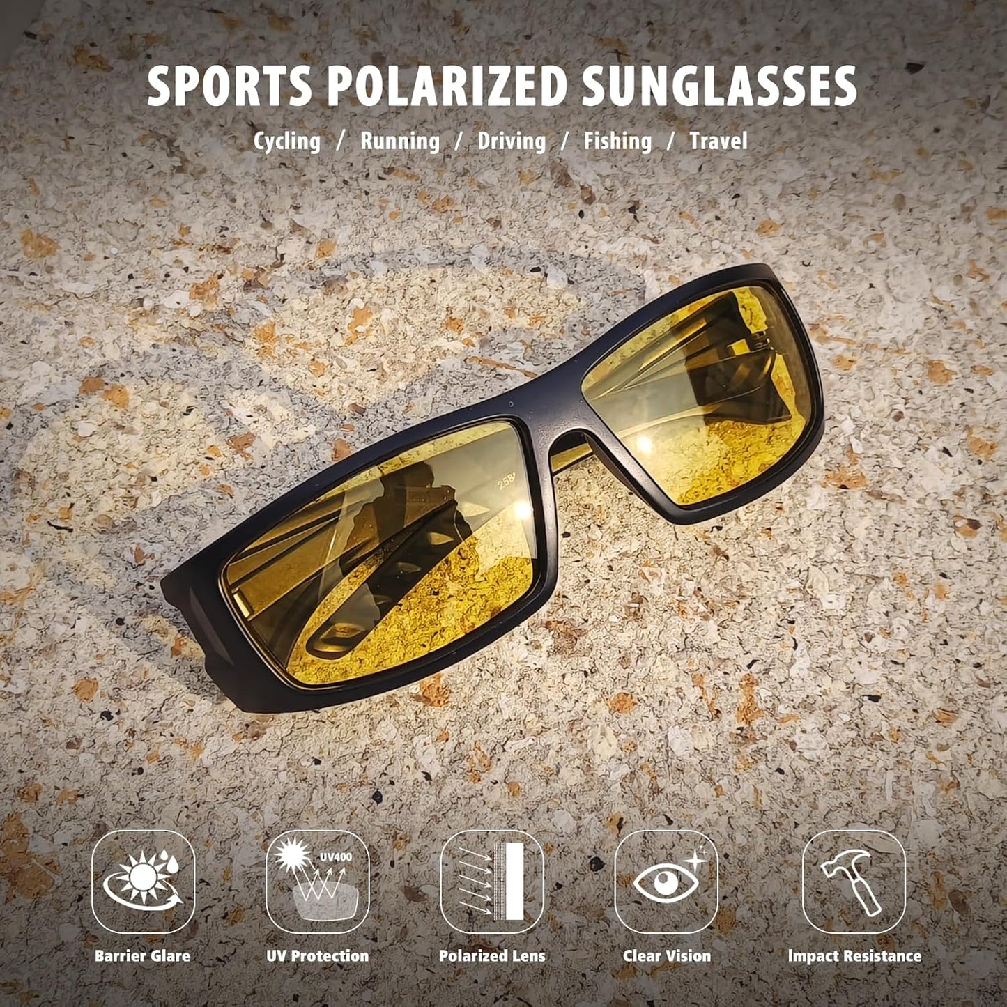 Polarized Sports Sunglasses - Unbreakable Frame for Cycling & Fishing | UV400 Protection