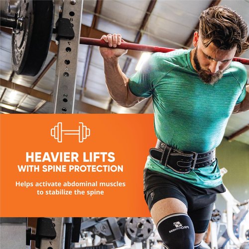Weight Lifting Belts for Men and Woman - Workout Belt as Mens Weight lifting belt - Premium Leather Weightlifting Belt Comes (Black/Red, Medium)